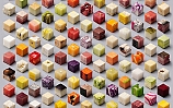 98 идеально ровных кубиков из еды